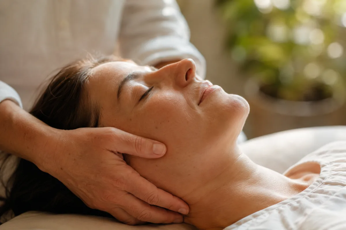 L'expérience de rebirth : ce que tu ressens vraiment quand tu renais Gros plan sur des mains posées sur le ventre d'une personne en pratique de respiration profonde