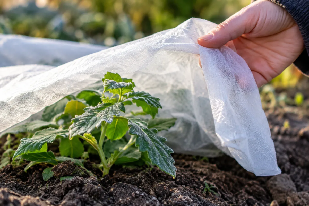 Comprendre la légende des saints de glace pour vos plantations Gros plan sur des jeunes pousses de tomate recouvertes d'une fine couche de givre